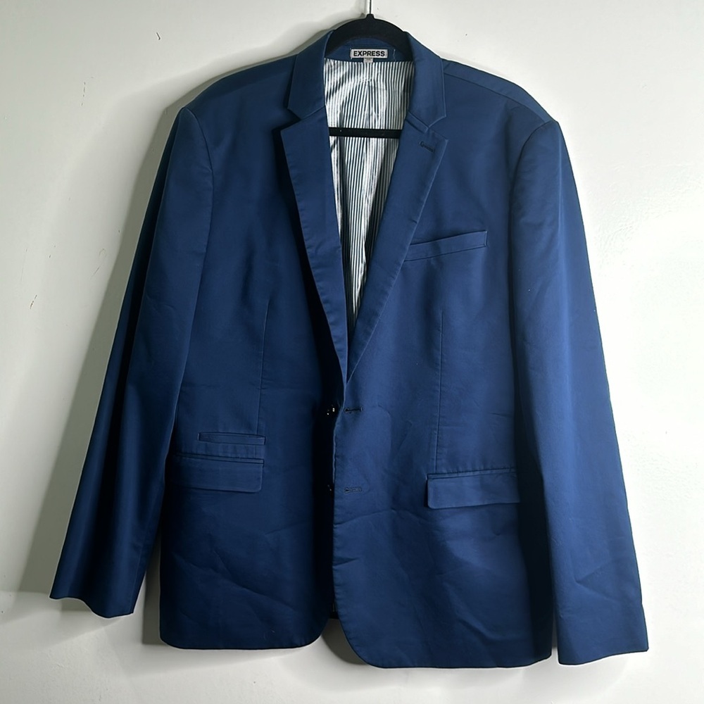 Express men's blue slim fit sport coat blazer size 44R office career - Picture 2 of 11